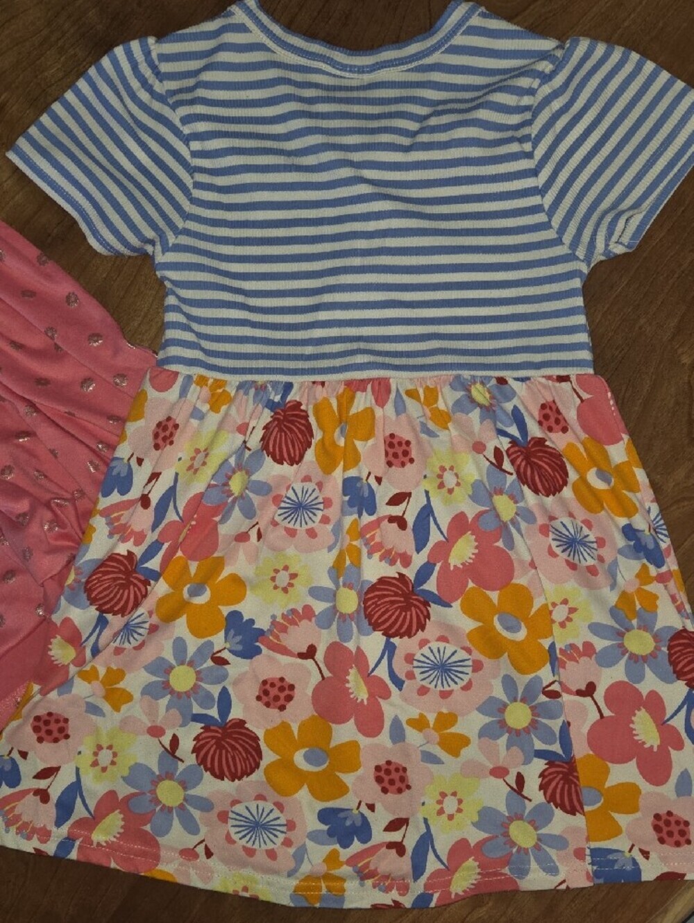 Striped Blue & Floral Kids Dresses - Comfortable Summer Style - Picture 5 of 7